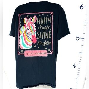 Simply Southern Dark Blue "Happy‎ People Shine Brighter" T-shirt Large